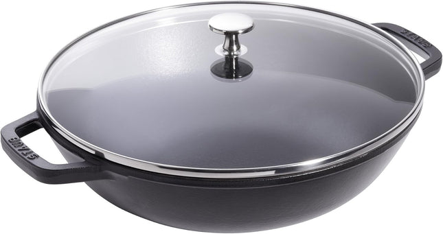 STAUB Cast Iron Perfect Pan, Dutch Oven, 4.5-quart, serves 4-5, Made in France, Matte Black