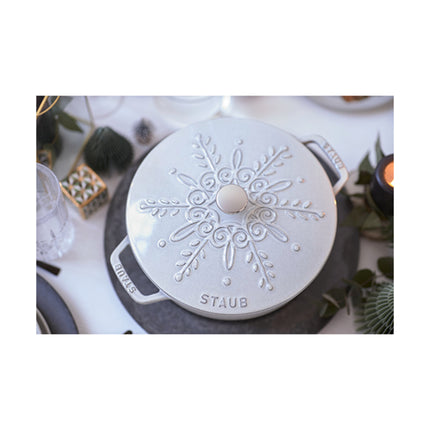 Staub La Cocotte 3.6 l cast iron round French oven snowflake, white truffle