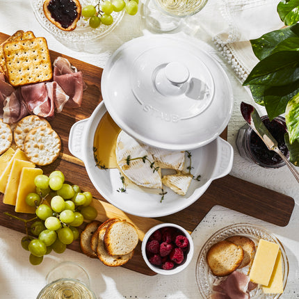 Staub Ceramique ceramic round BRIE CHEESE BAKER WITH LID, white