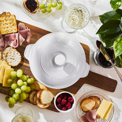 Staub Ceramique ceramic round BRIE CHEESE BAKER WITH LID, white