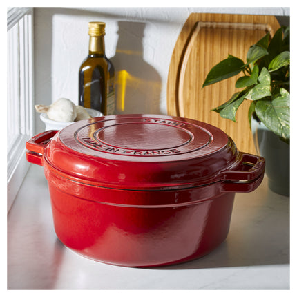 Staub Braisers 6 l cast iron round Braise + grill, cherry