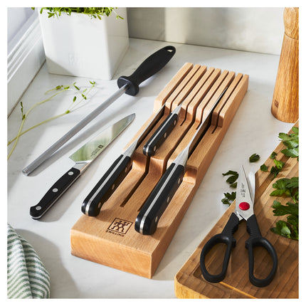 ZWILLING 7-pc, Block Set With Beechwood In-Drawer Knife Tray, Natural