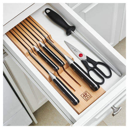 ZWILLING 7-pc, Block Set With Beechwood In-Drawer Knife Tray, Natural