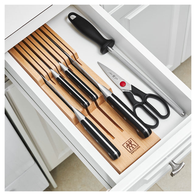 ZWILLING 7-pc, Block Set With Beechwood In-Drawer Knife Tray, Natural