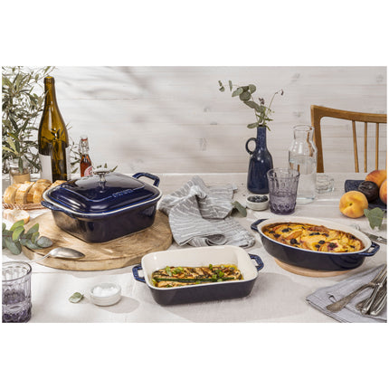 Staub Ceramique Mixed Baking Dish Set Dark Blue 4 Piece