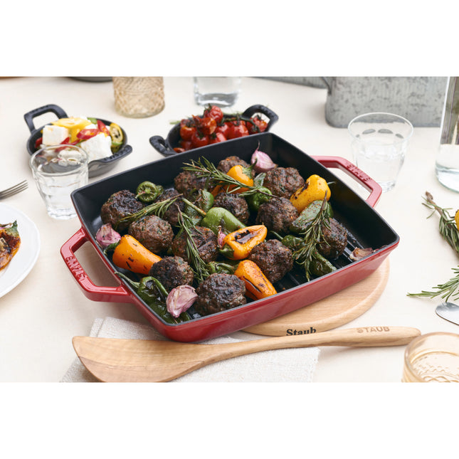 Staub 28 cm Cast Iron Square Grill Pan – Cherry