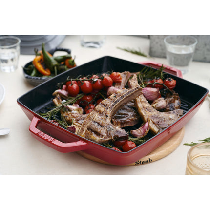 Staub 28 cm Cast Iron Square Grill Pan – Cherry