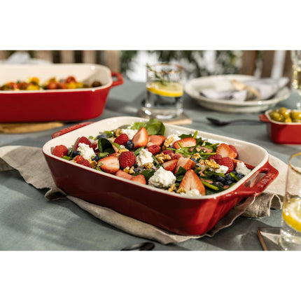 Staub Ceramique Rectangular Baking Dish Set Cherry 3 Piece