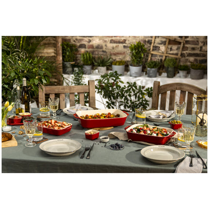Staub Ceramique Rectangular Baking Dish Set Cherry 3 Piece