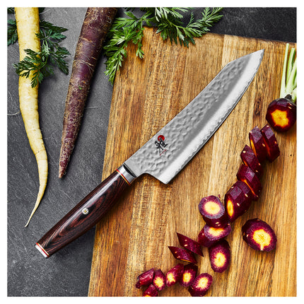 MIYABI ARTISAN 6000MCT 7-inch, Rocking santoku, brown