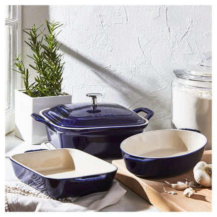 Staub Ceramique Mixed Baking Dish Set Dark Blue 4 Piece