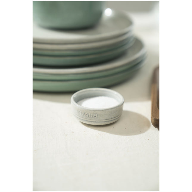 Staub Dining Line 4 Piece ceramic Condiment Bowl Set, white truffle