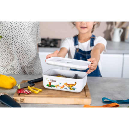 ZWILLING Dinos L DINOS Vacuum Lunch Box with divider, plastic, white-grey