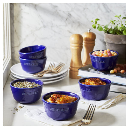 Henckels Ceramic 6 Piece round Bakeware set, dark-blue