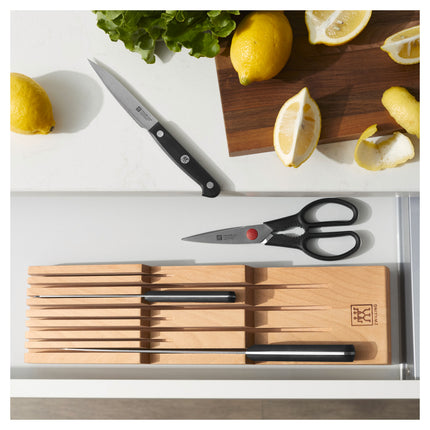 ZWILLING 7-pc, Block Set With Beechwood In-Drawer Knife Tray, Natural