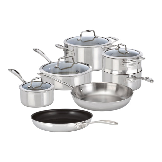 ZWILLING Vista Clad 10 Piece 18/10 Stainless Steel cookware set with bonus non-stick frypan