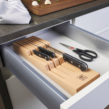 ZWILLING 7-pc, Block Set With Beechwood In-Drawer Knife Tray, Natural