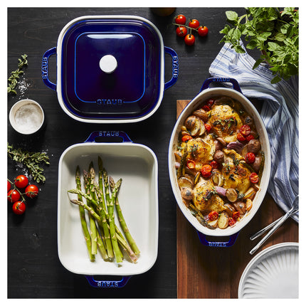 Staub Ceramique Mixed Baking Dish Set Dark Blue 4 Piece