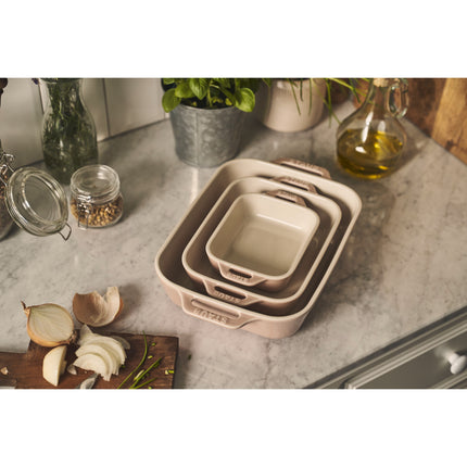Staub Ceramique Rectangular Baking Dish Set Macaron light pink 3 Piece