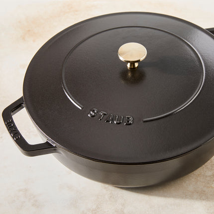 Staub 3.7 L Cast Iron Round Saute Pan with Chistera Lid