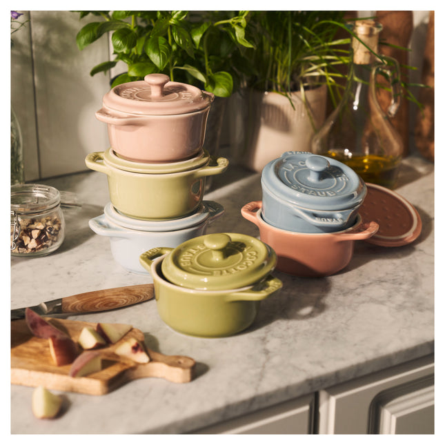 Staub Ceramique 6 Piece ceramic Cocotte set macaron, mixed Colours