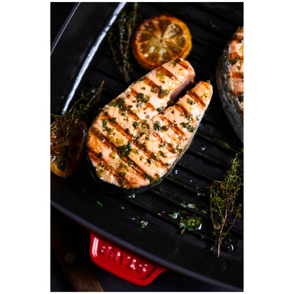 Staub Grill Pans 30 cm cast iron square American grill, cherry - Visual Imperfections