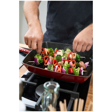 Staub Grill Pans 30 cm cast iron square American grill, grenadine-red - Visual Imperfections