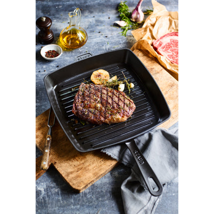 Staub Grill Pans 30 cm cast iron square American grill, graphite-grey - Visual Imperfections