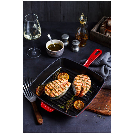 Staub Grill Pans 30 cm cast iron square American grill, cherry - Visual Imperfections