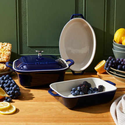 Staub Ceramique Mixed Baking Dish Set Dark Blue 4 Piece