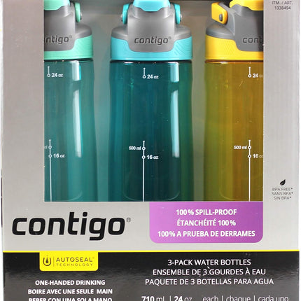Contigo AutoSeal 2-Pack Waterbottles (Green, Blue, Yellow)
