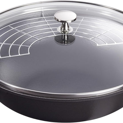 STAUB Cast Iron Perfect Pan, Dutch Oven, 4.5-quart, serves 4-5, Made in France, Matte Black