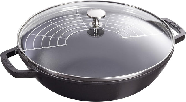 STAUB Cast Iron Perfect Pan, Dutch Oven, 4.5-quart, serves 4-5, Made in France, Matte Black