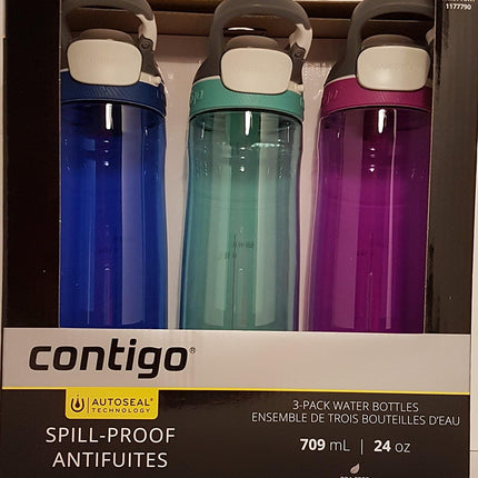 Contigo AUTOSEAL Leak-Proof Water Bottles – 3 Pack, 24oz (709 ml)