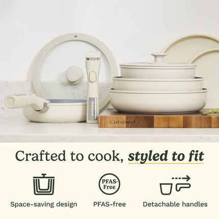Cuisinart 13-Piece Non-Stick Detachable Handle Cookware Set with 5-in-1 Cooking System