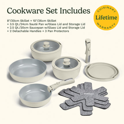 Cuisinart 13-Piece Non-Stick Detachable Handle Cookware Set with 5-in-1 Cooking System