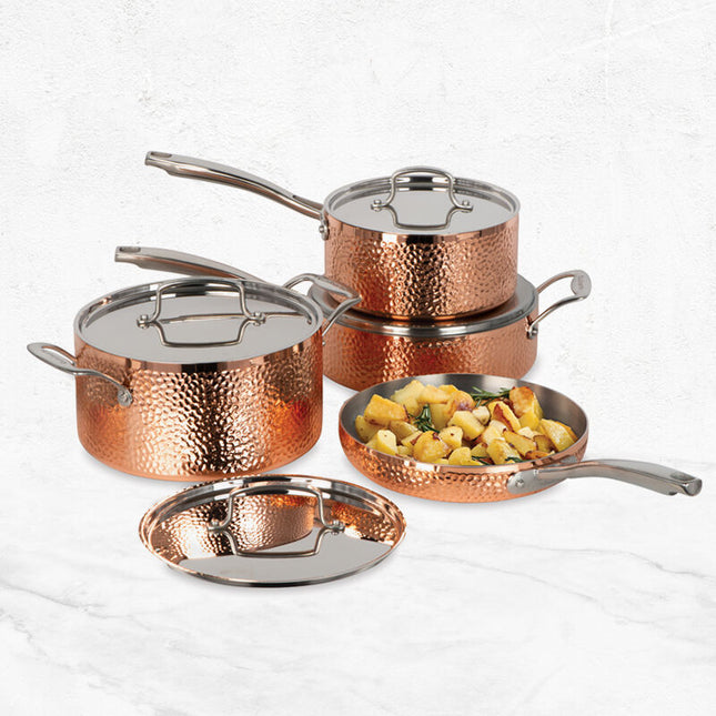 Cuisinart 8-Piece Copper Hand Hammered Stainless Steel Cookware Set