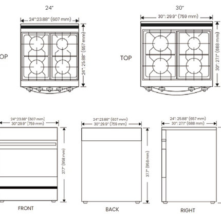 Vesta Idaho 30" | Silver | Full Gas Range