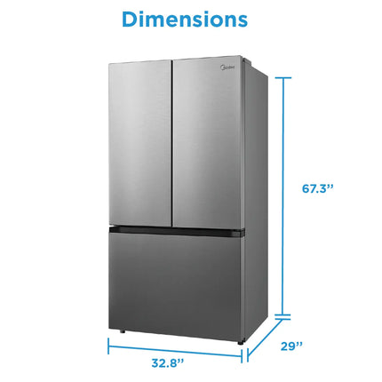 Midea 22.6 Cu. Ft. 33” Counter-Depth French Door with Ice Maker