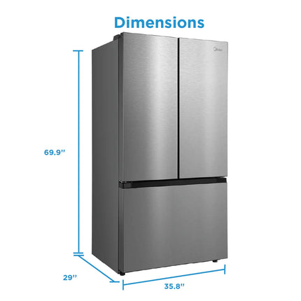 Midea 26.5 Cu. Ft. 36” Counter-Depth French Door with AutoFill Pitcher and Dual Ice Maker