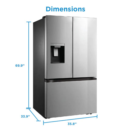 Midea 29.3 Cu. Ft. 36" Standard-Depth French Door Refrigerator with Recessed Handles