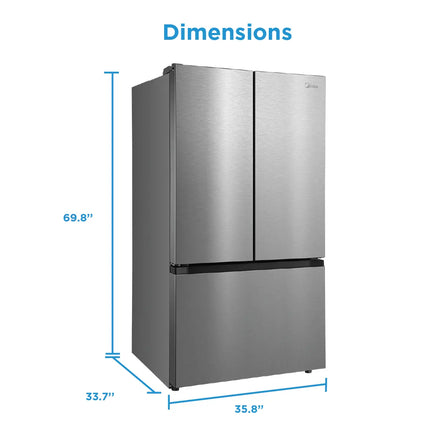 Midea 31.7 Cu. Ft. 36” Standard Depth French Door with AutoFill Pitcher and Dual Ice Maker