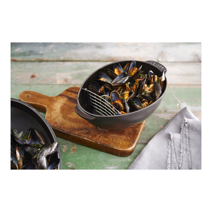 Staub Specialities 2 l cast iron oval Mussel pot, black