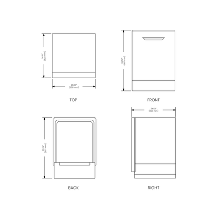 Vesta Sydney 24" Tall Tub Full Stainless Steel Built-In Dishwasher