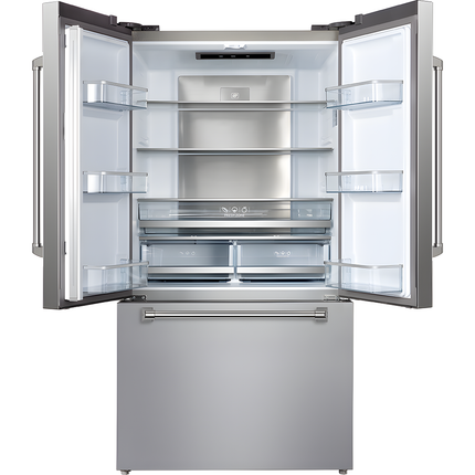 Vesta Yukon 36" Counter-Depth Stainless Steel French-Door Refrigerator with Bottom-Freezer