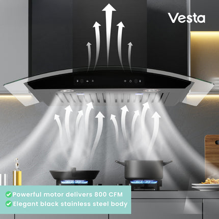 Vesta Amsterdam 30" | Metallic Black  | 800 CFM Suction