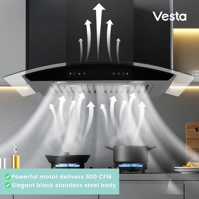 Vesta Amsterdam 30" | Metallic Black  | 800 CFM Suction