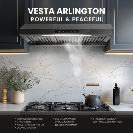 Vesta Arlington 30" | Metallic Black | 850 CFM Suction