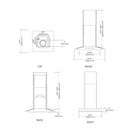 Vesta Belgrade 36" | Silver | 1000 CFM DC Motor