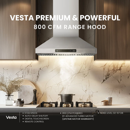 Vesta Brussels 36" | Silver | 800 CFM Suction